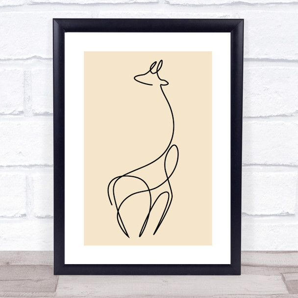 Block Colour Line Art Giraffe Decorative Wall Art Print