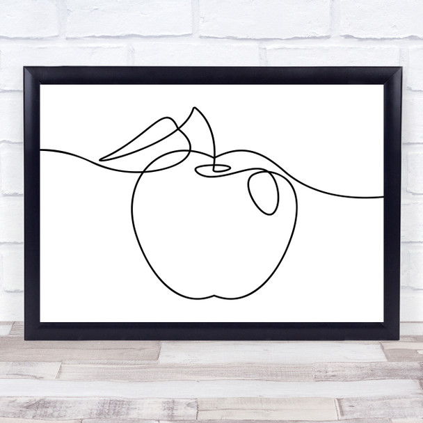 Black & White Line Art Apple Decorative Wall Art Print