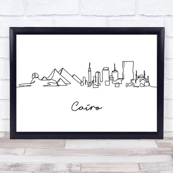 Black & White Line Art Cairo Decorative Wall Art Print