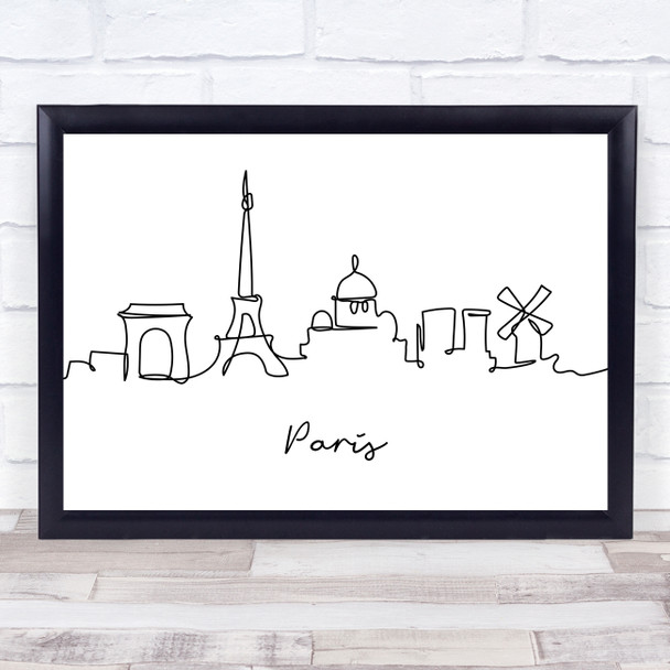 Black & White Line Art Paris Decorative Wall Art Print