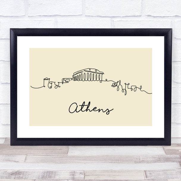 Block Colour Line Art Athens Decorative Wall Art Print