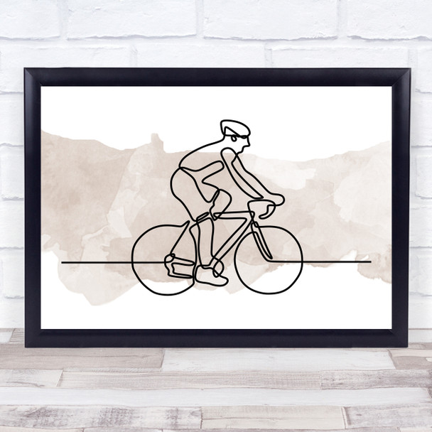 Watercolor Line Art Cyclist Decorative Wall Art Print