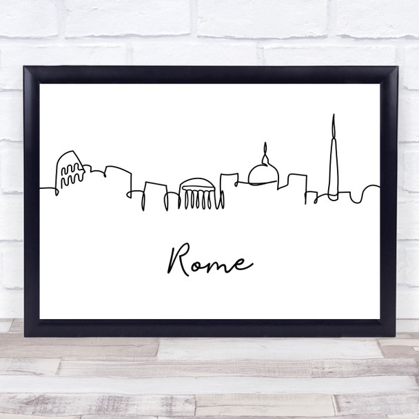 Black & White Line Art Rome Decorative Wall Art Print