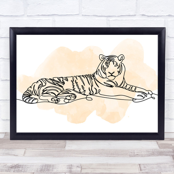 Watercolor Line Art Tiger Decorative Wall Art Print