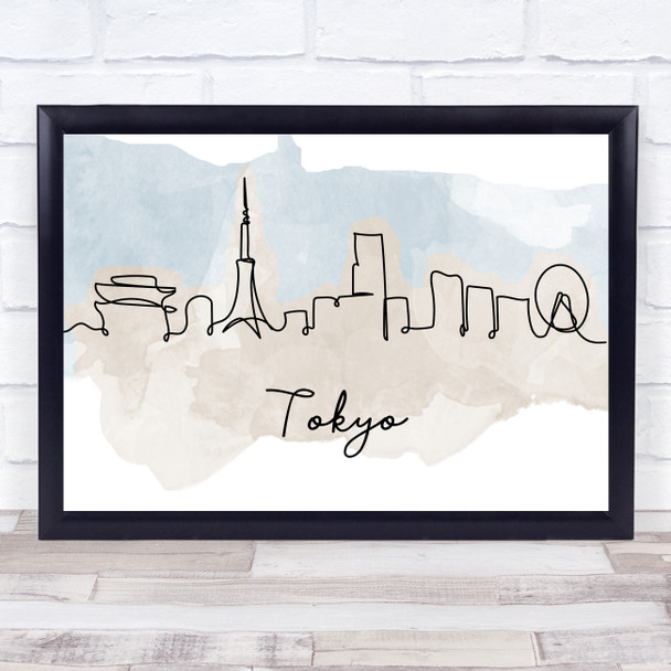 Watercolor Line Art Tokyo Decorative Wall Art Print