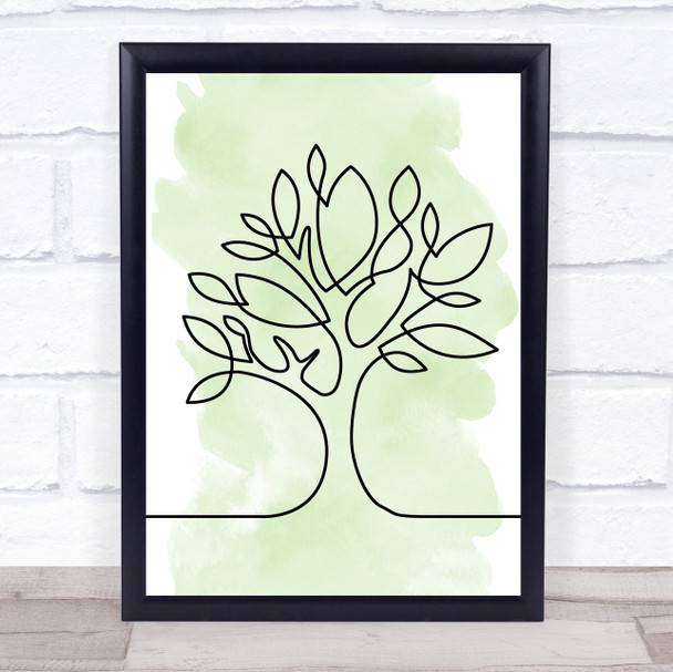 Watercolor Line Art Tree Decorative Wall Art Print