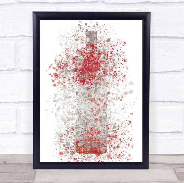 Watercolor Splatter French Frost Vodka Bottle Red Berry Wall Art Print