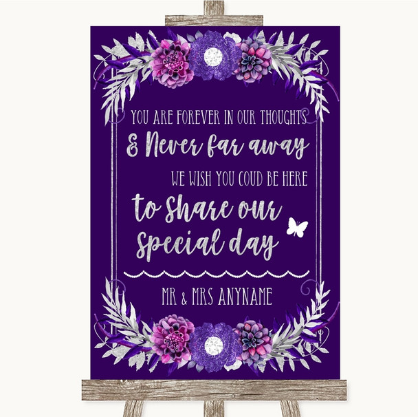 Purple & Silver In Our Thoughts Personalized Wedding Sign