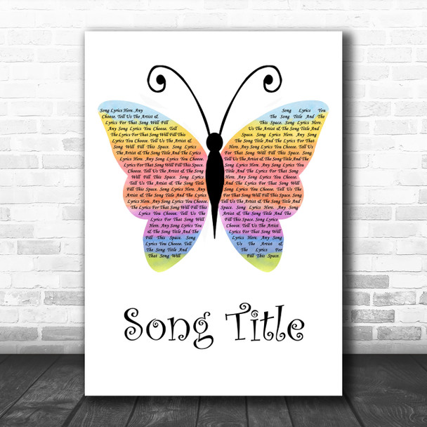 Any Song Custom Rainbow Butterfly Personalized Lyrics Print