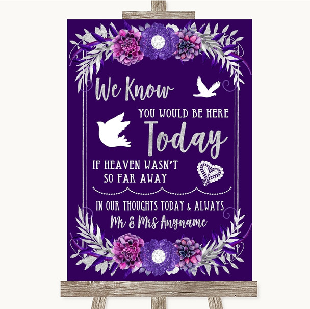 Purple & Silver Loved Ones In Heaven Personalized Wedding Sign