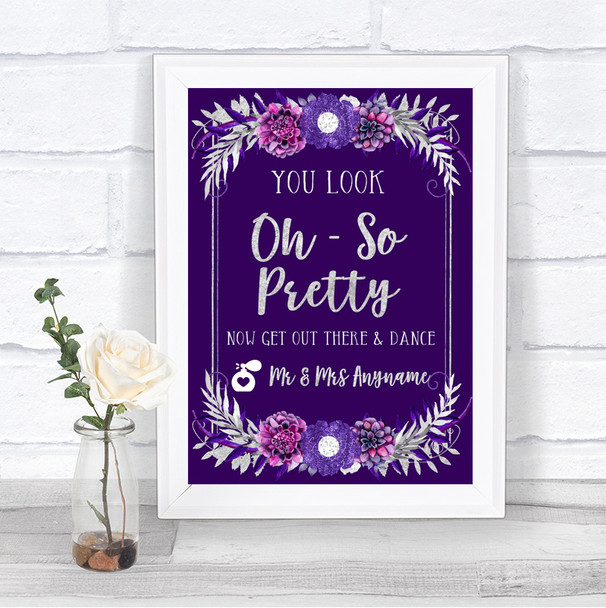 Purple & Silver Toilet Get Out & Dance Personalized Wedding Sign