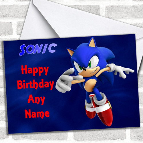 Sonic The Hedgehog Personalized Birthday Card - Red Heart Print