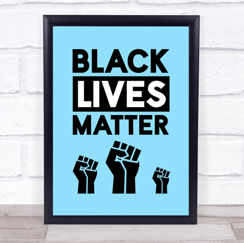 Black Lives Matter Bold Fist Blue Wall Art Print - Red Heart Print