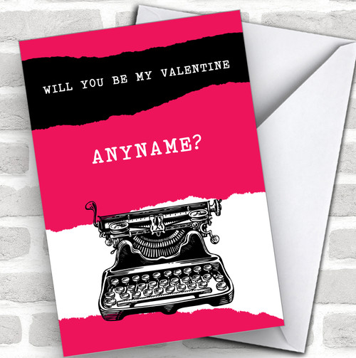 Typewriter Personalized Valentine's Day Card - Red Heart Print