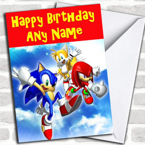 Sonic The Hedgehog 2 Speedy Personalized Kids Children's Christmas Card -  Red Heart Print