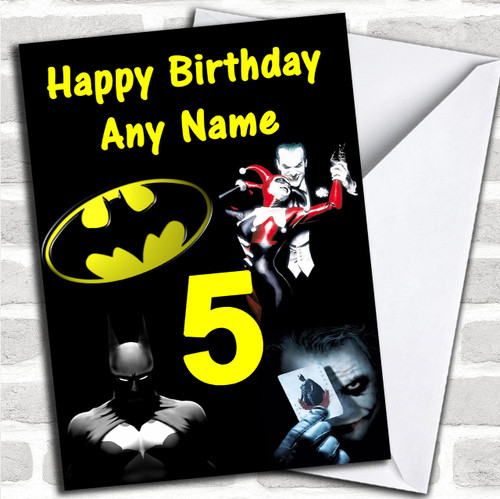 Batman Characters Personalized Birthday Card - Red Heart Print