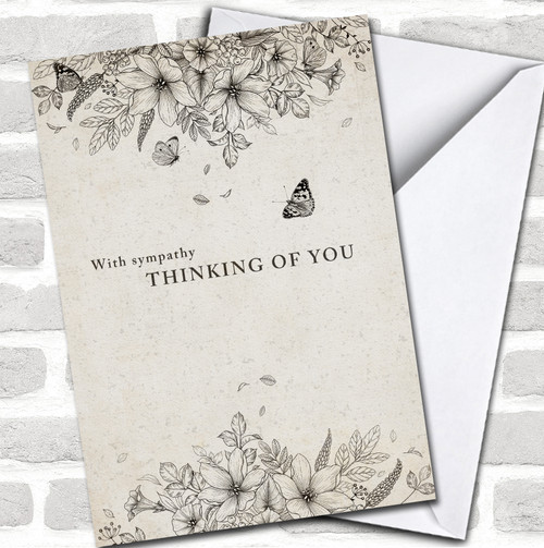 Butterflies, Heart & Flowers - Sorry For Your Loss - Sympathy Greeting –  Black Stationery