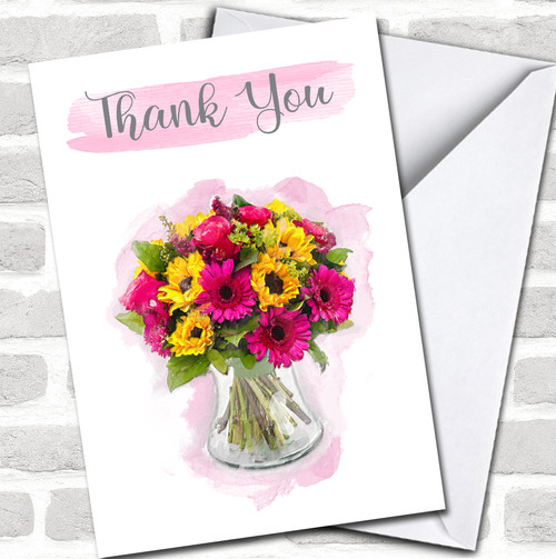 Thank You Flowers Bright Painted Floral Female Pink Sunflower ...