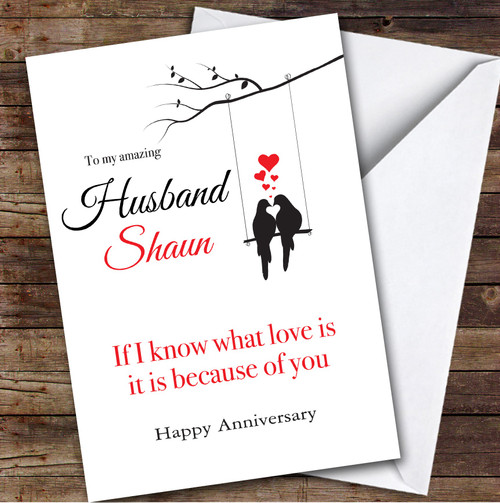 Personalized Love Birds Know What Love Is Husband Happy Anniversary ...