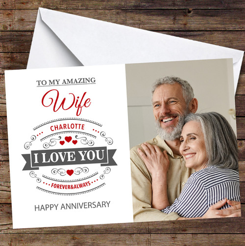 Personalized Romantic Wife I Love You Hearts & Swirls Happy Anniversary ...