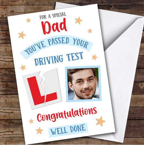 Personalized Passed Driving Test Card For Dad Photo L Plate Star - Red ...