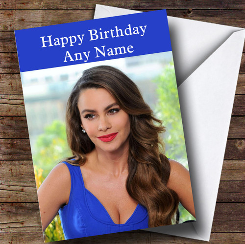 Personalized Sofia Vergara Celebrity Birthday Card - Red Heart Print