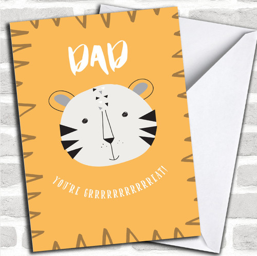 Tiger Dad Great Personalized Father's Day Card - Red Heart Print