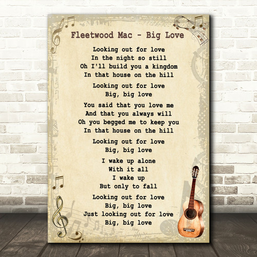 Fleetwood Mac Big Love Song Lyric Vintage Quote Print Red Heart Print - my fleetwood mac logo roblox
