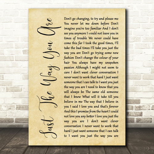 Billy Joel Just The Way You Are Rustic Script Song Lyric Print Red Heart Print - lust script roblox