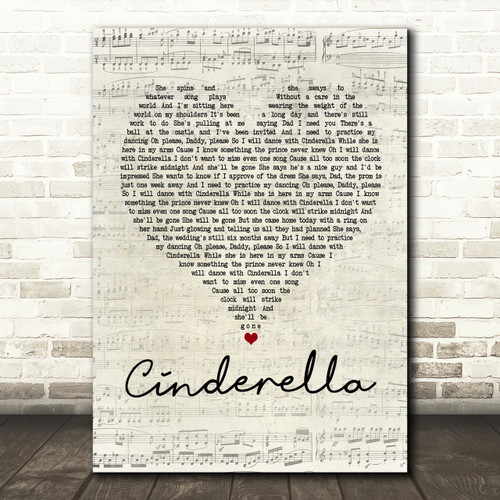 Steven Curtis Chapman Cinderella Script Heart Song Lyric Print Red Heart Print