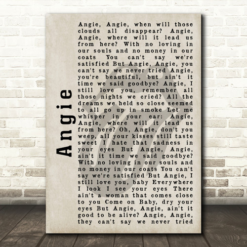 The Rolling Stones Angie Shadow Song Lyric Print - Red Heart Print