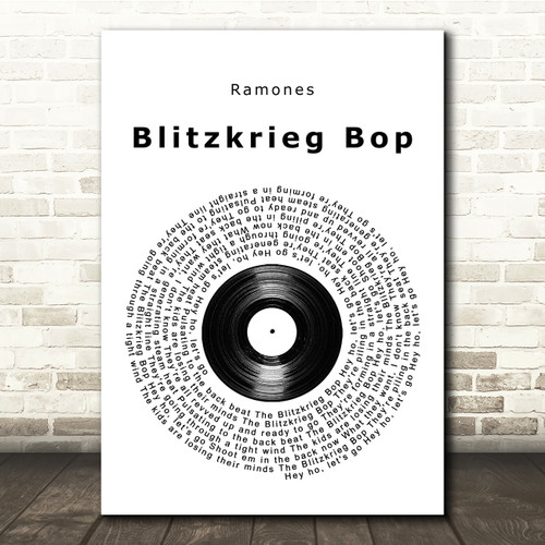 Ramones Blitzkrieg Bop Vinyl Record Song Lyric Music Print Red Heart Print - roblox blitzkrieg bop