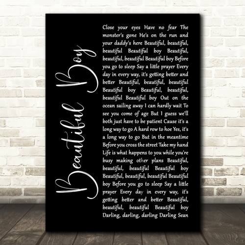 John Lennon Beautiful Boy (Darling Boy) White Script Song Lyric Quote Music  Poster Print - Red Heart Print