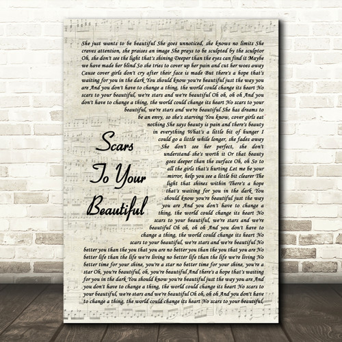 Alessia Cara Scars To Your Beautiful Vintage Script Song Lyric Quote ...
