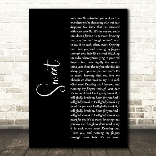 cigarettes after sex sweet lyrics Cigarettes After Sex Sweet Black Script Song Lyric Wall Art Print