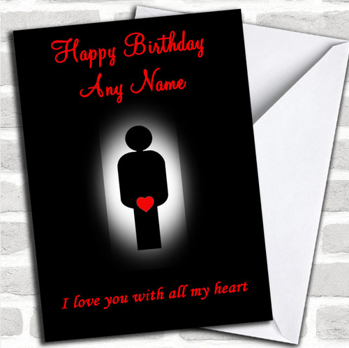 Sexy Funny Love You With All My 'Heart' Personalized Birthday Card - Red  Heart Print