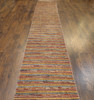 Modern Tribal Carved Stripe Design 2'6"x14'0" Hand-knotted Rug -W1159