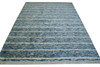 Modern Silken Stripes Design Wool/silk Hand Knotted Rug 5.0X8.0 - w2249