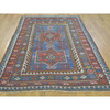 Antique Wool Hand Knotted Rug Blue Red 4.8X7.2 -O028231