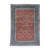 Antique Wool Hand Knotted Rug Red Navy Blue 7.10X11.0 -O032135