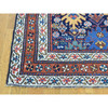 Antique Wool Hand Knotted Rug Blue Saffron 3.5X12.9 -O036267