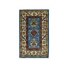 Kazak Wool Hand Knotted Rug Blue Ivory 2.0X3.6 -O050915