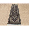 Fine Oriental Wool Hand Knotted Rug Black Black 2.6X10.1 -O058309