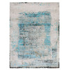 Modern and Contemporary Wool & Silk Hand Knotted Rug Grey No Border 8.9X11.10 -O058201