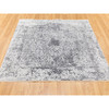 Transitional Wool & Pure Silk Hand Knotted Rug Grey No Border 6.2X6.2 -O058407