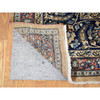 Antique Wool Hand Knotted Rug Ivory Navy Blue 11.9X16.4 -O080113