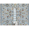 Fine Oriental Wool & Silk Hand Knotted Rug Blue White 2.8X8.4 -O090880