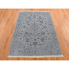 Fine Oriental Wool & Silk Hand Knotted Rug Grey Gray 5.7X7.10 -O080982
