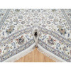 Fine Oriental Wool & Silk Hand Knotted Rug Ivory White 9.8X10.0 -O090906