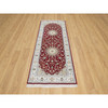 Fine Oriental Wool & Silk Hand Knotted Rug Red White 2.8X6.8 -O090882